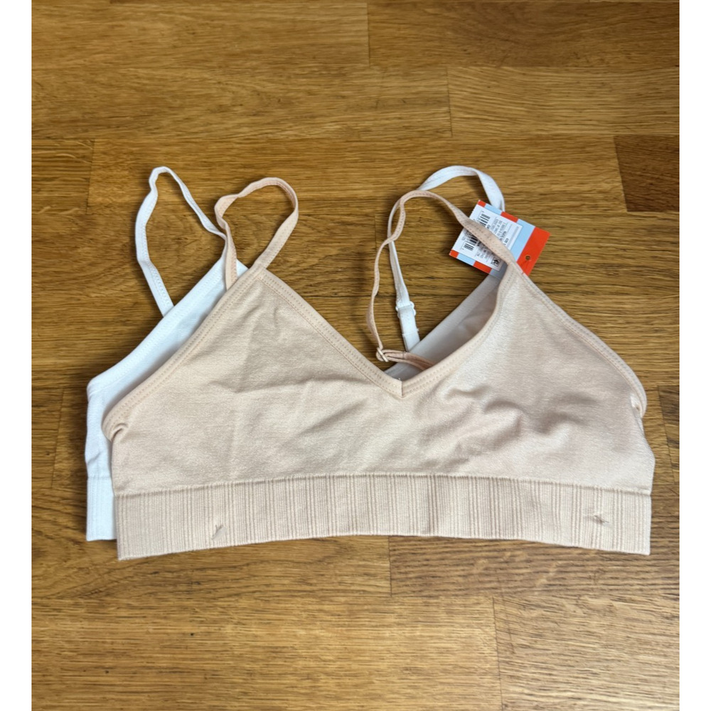 Cat & Jack Girls Seamless Bra 2 Pack Nude White Adjustable Straps Size M New